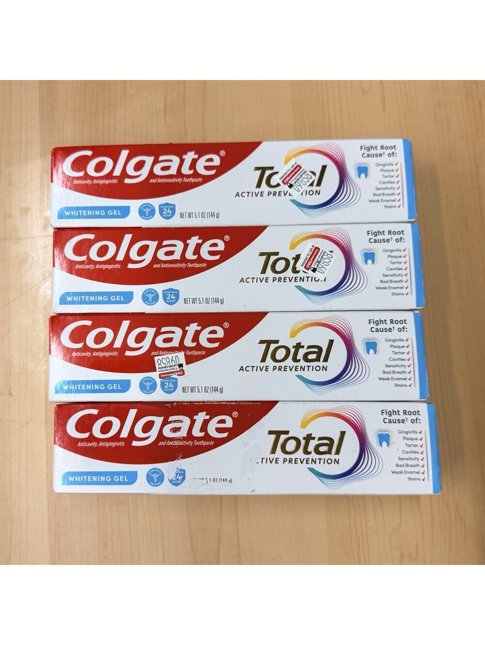 Colgate Total Active Prevention Whitening Gel Toothpaste 5.1 oz Lot of 4